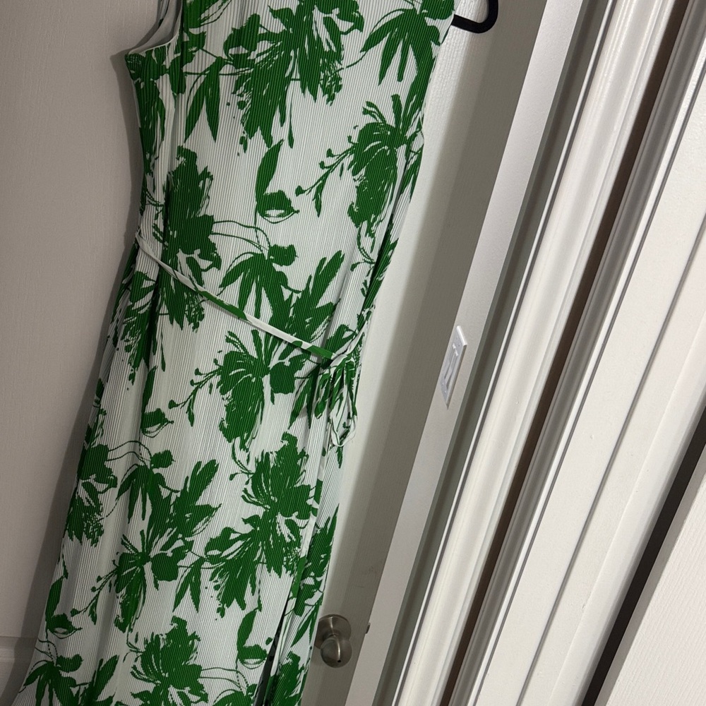 Taylor Green and White Floral Maxi Dress